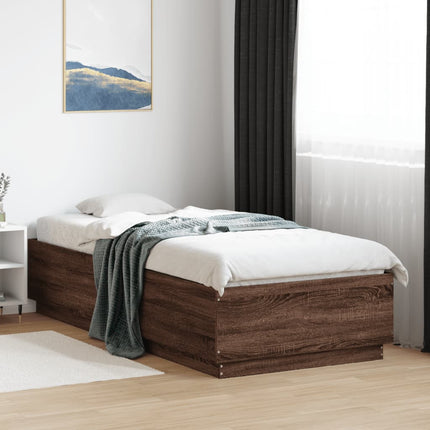 sengeramme 90x200 cm konstrueret træ brun egetræsfarve