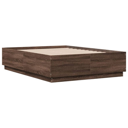 sengestel 135x190 cm konstrueret træ brun eg
