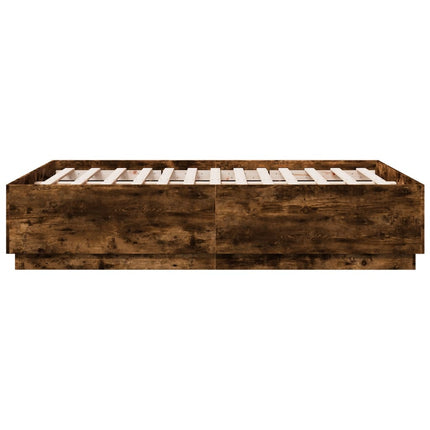 sengestel 120x190 cm konstrueret træ røget egetræsfarve