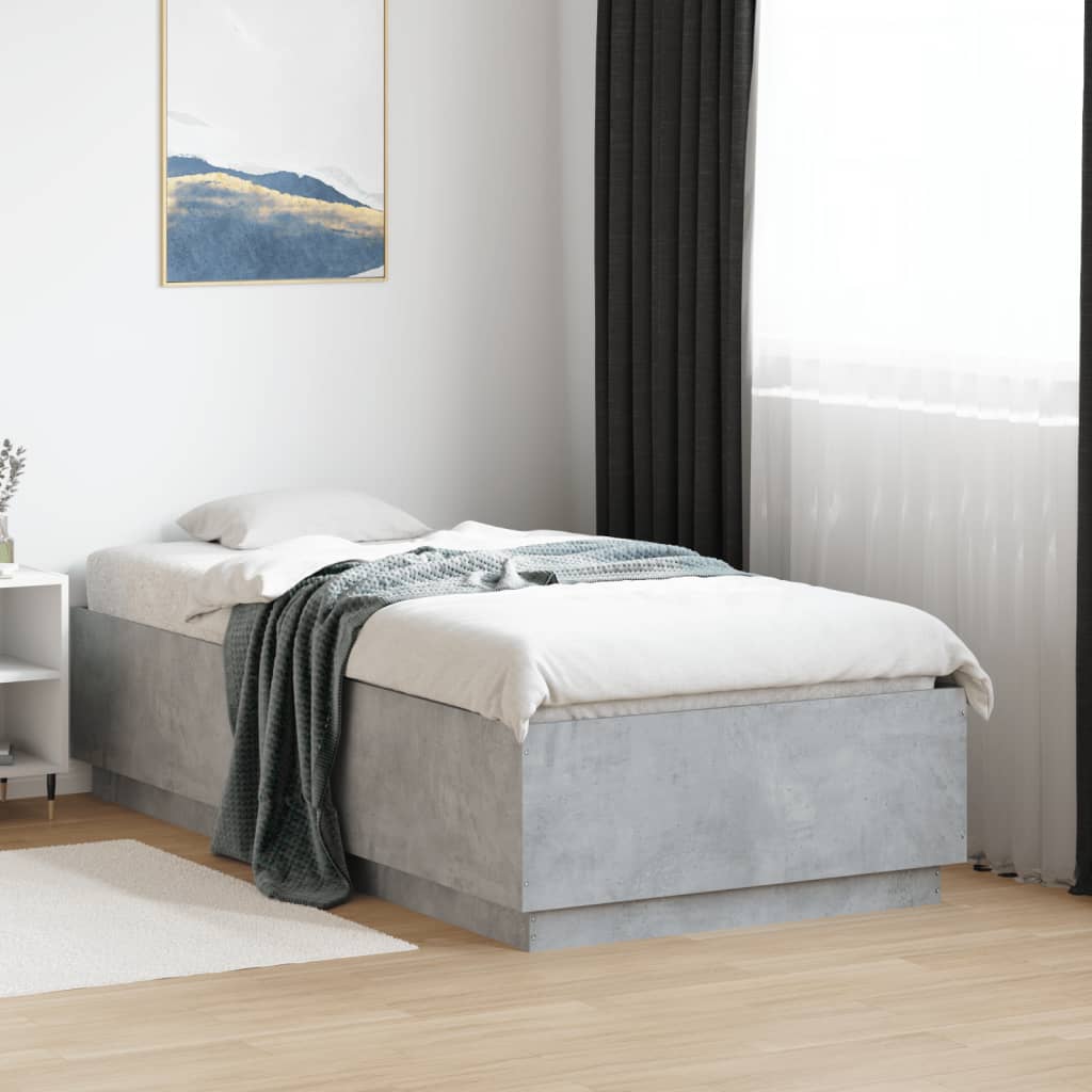 sengeramme 90x190 cm konstrueret træ betongrå
