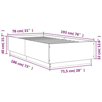 sengeramme 75x190 cm konstrueret træ betongrå