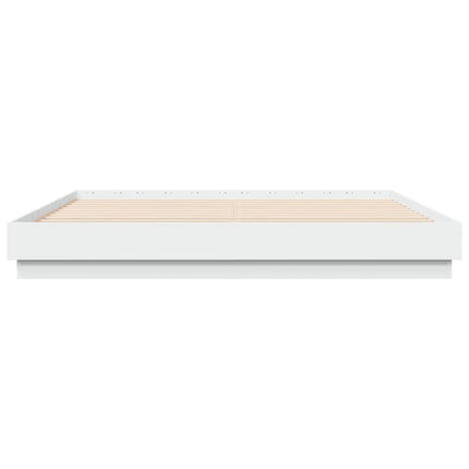 sengeramme med LED-lys 200x200 cm hvid
