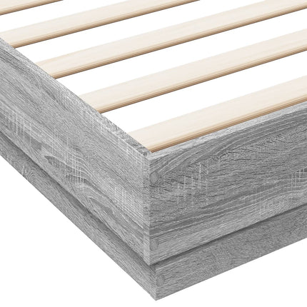 sengeramme med LED-lys 200x200 cm grå sonoma-eg