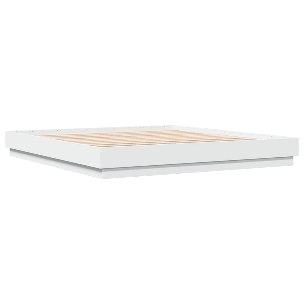 sengeramme med LED-lys 180x200 cm hvid