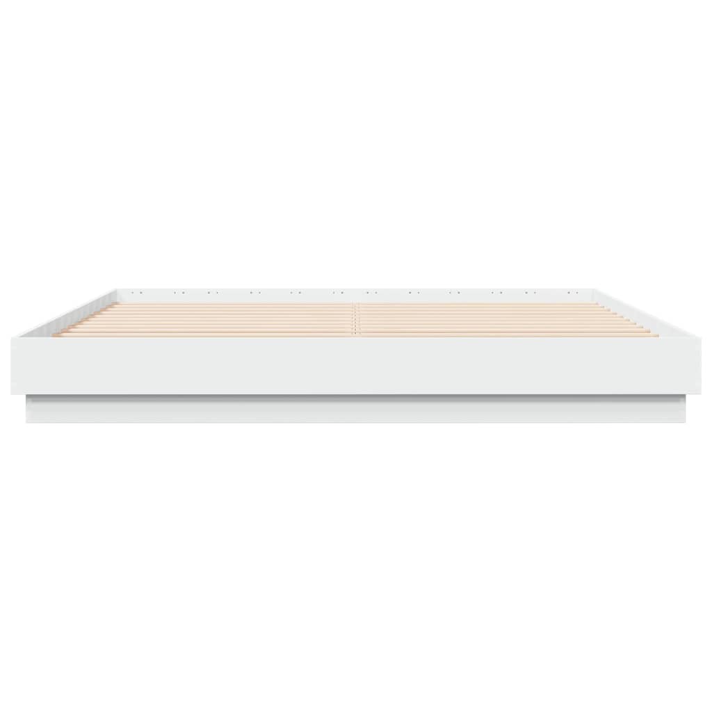 sengeramme med LED-lys 180x200 cm hvid