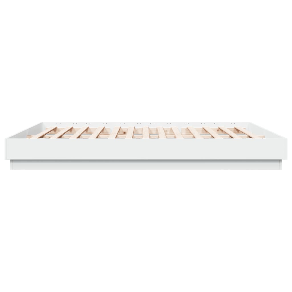 sengeramme med LED-lys 180x200 cm hvid
