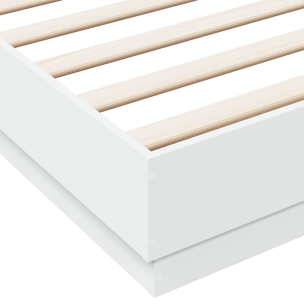 sengeramme med LED-lys 180x200 cm hvid