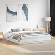sengeramme med LED-lys 180x200 cm hvid