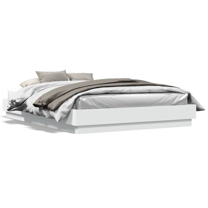 sengeramme med LED-lys 160x200 cm hvid