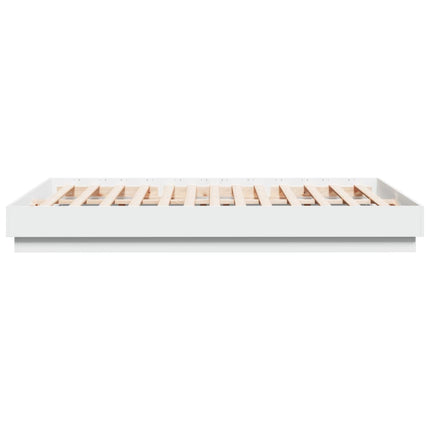 sengeramme med LED-lys 160x200 cm hvid