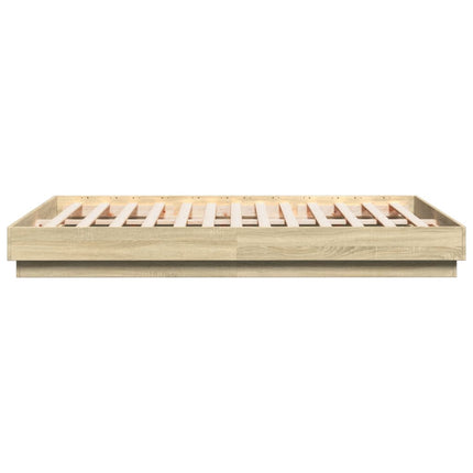 sengeramme med LED-lys 160x200 cm sonoma-eg