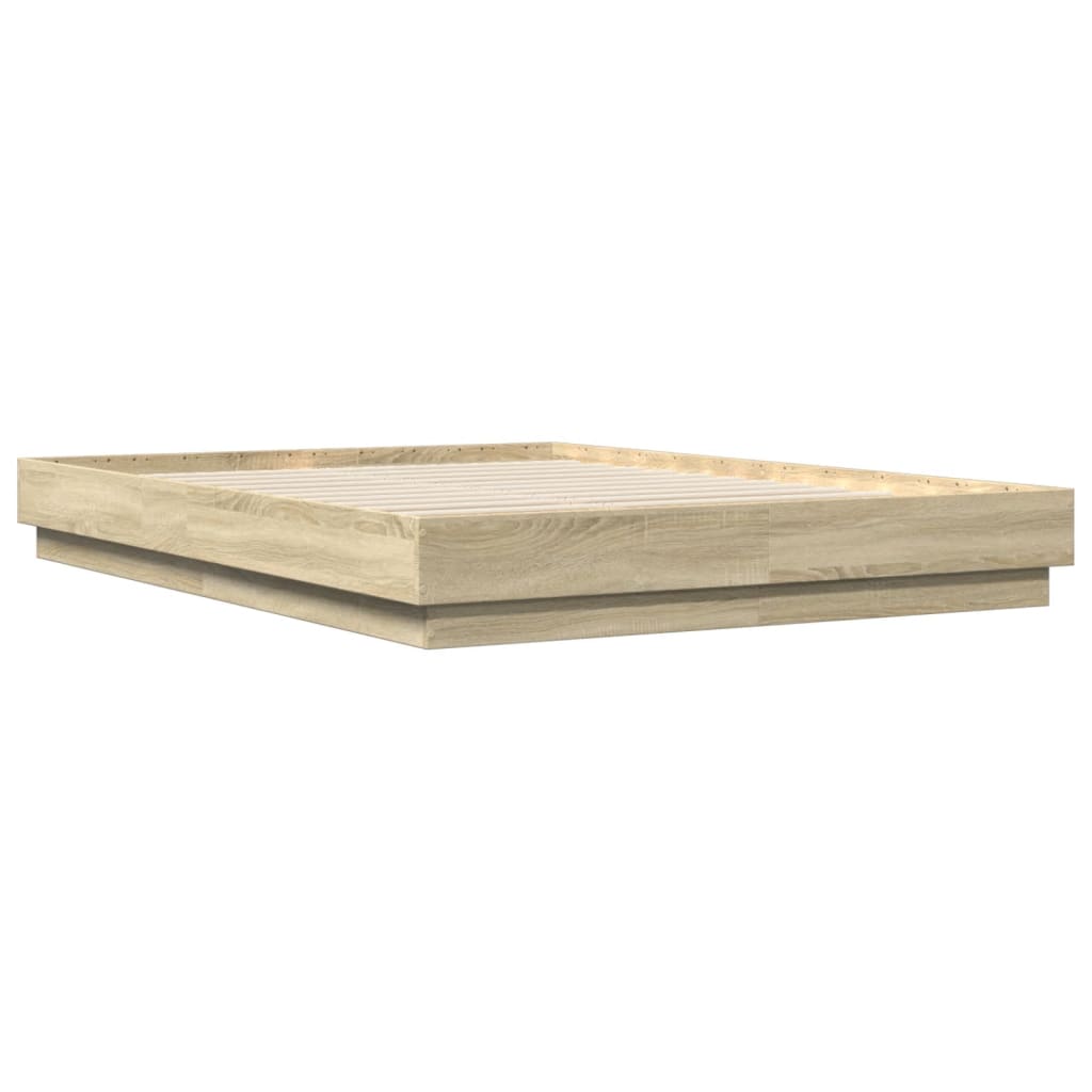 sengeramme med LED-lys 150x200 cm sonoma-eg