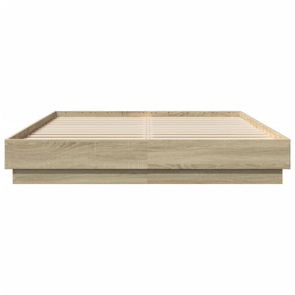 sengeramme med LED-lys 150x200 cm sonoma-eg