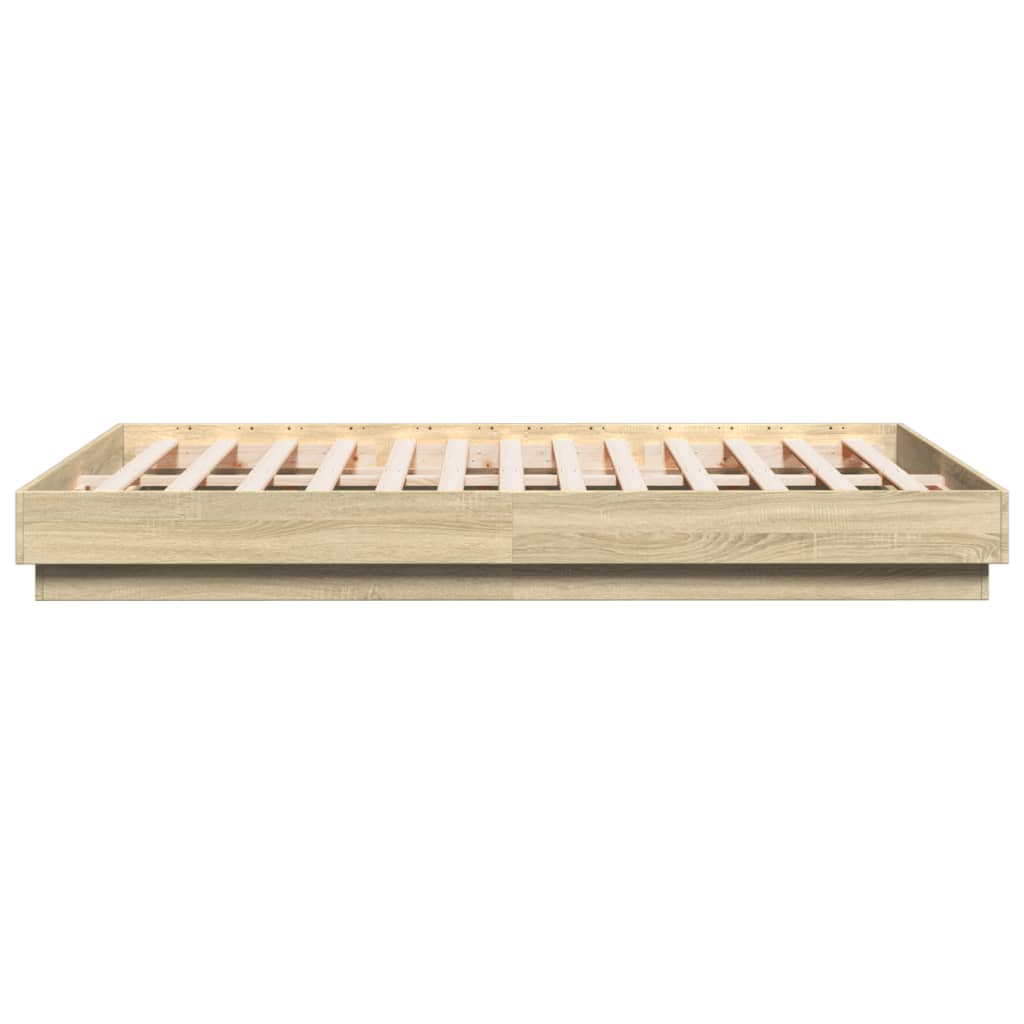 sengeramme med LED-lys 150x200 cm sonoma-eg