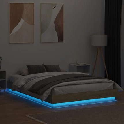 sengeramme med LED-lys 120x200 cm sonoma-eg