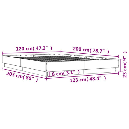 sengestel 120x200 cm konstrueret træ sonoma-eg