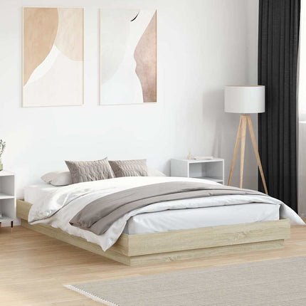 sengestel 120x200 cm konstrueret træ sonoma-eg