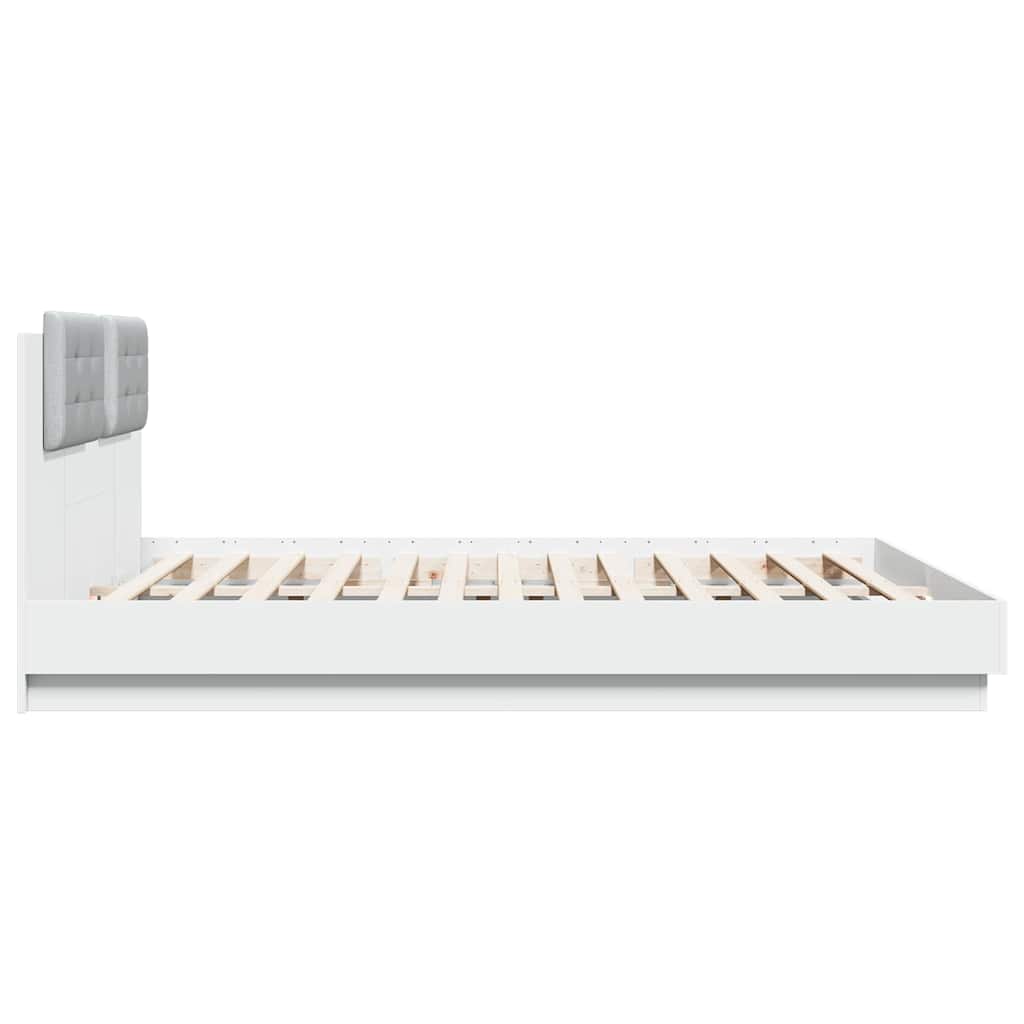 sengeramme med sengegavl 160x200 cm konstrueret træ hvid