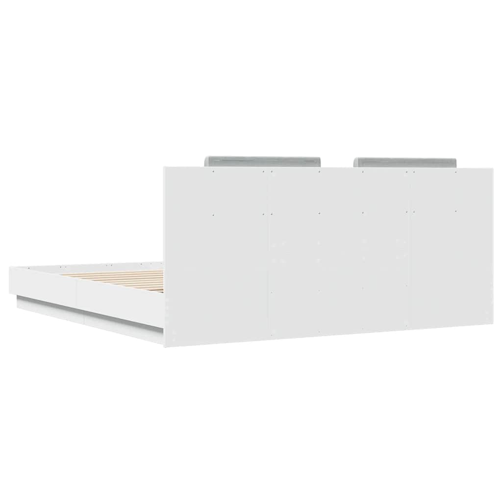 sengeramme med sengegavl 160x200 cm konstrueret træ hvid