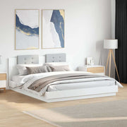 sengeramme med sengegavl 160x200 cm konstrueret træ hvid