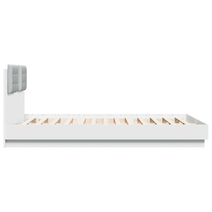 sengeramme med sengegavl 150x200 cm konstrueret træ hvid