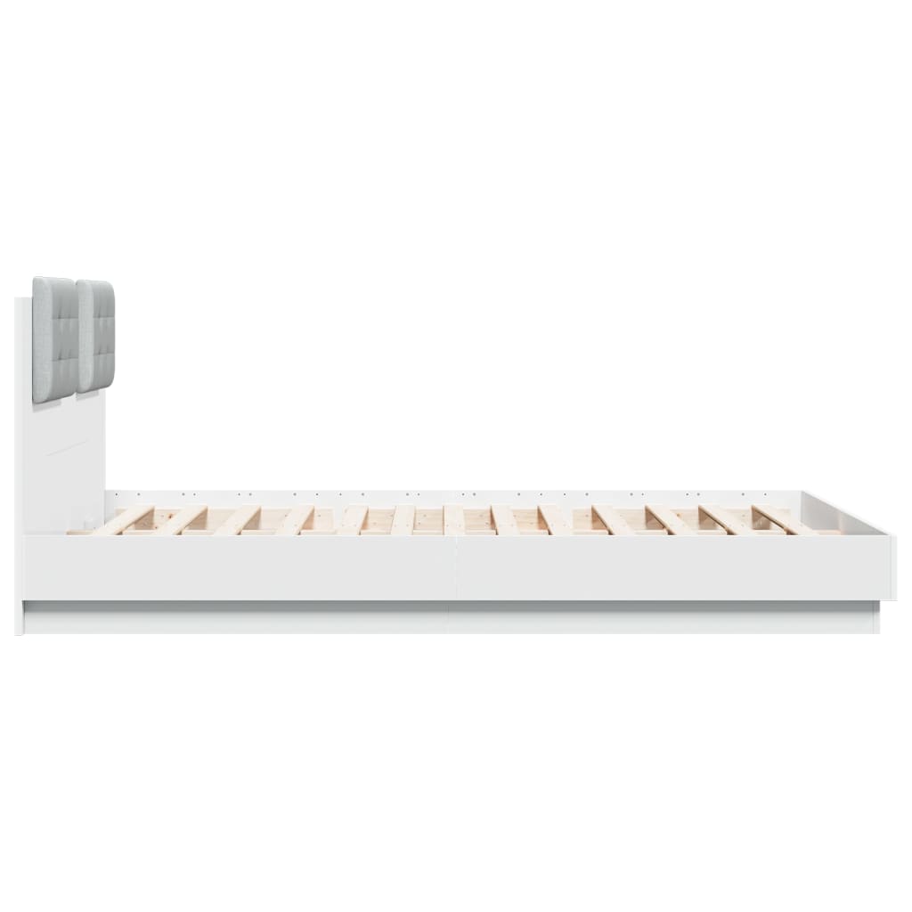 sengeramme med sengegavl 140x200 cm konstrueret træ hvid