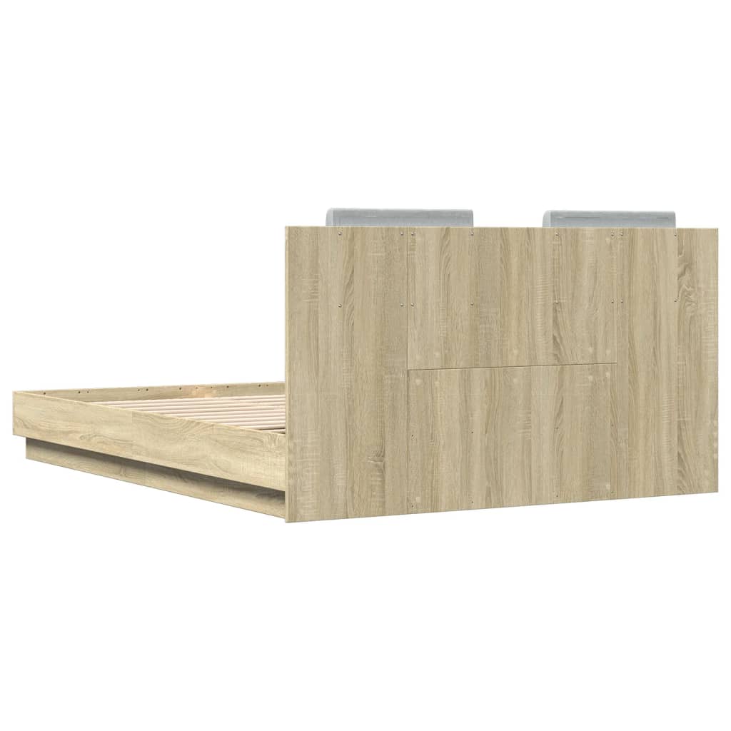 sengeramme med sengegavl 140x200 cm konstrueret træ sonoma-eg
