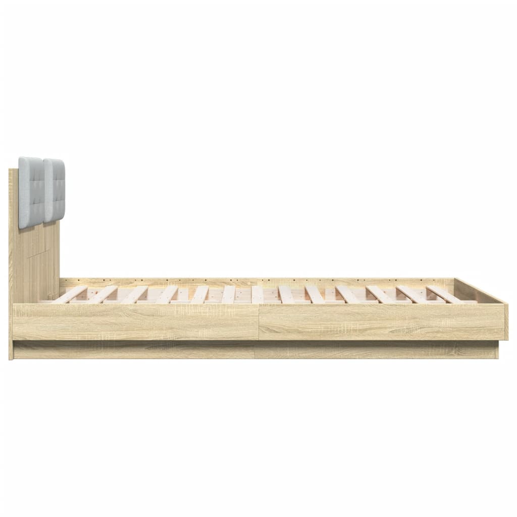 sengeramme med sengegavl 120x200 cm konstrueret træ sonoma-eg