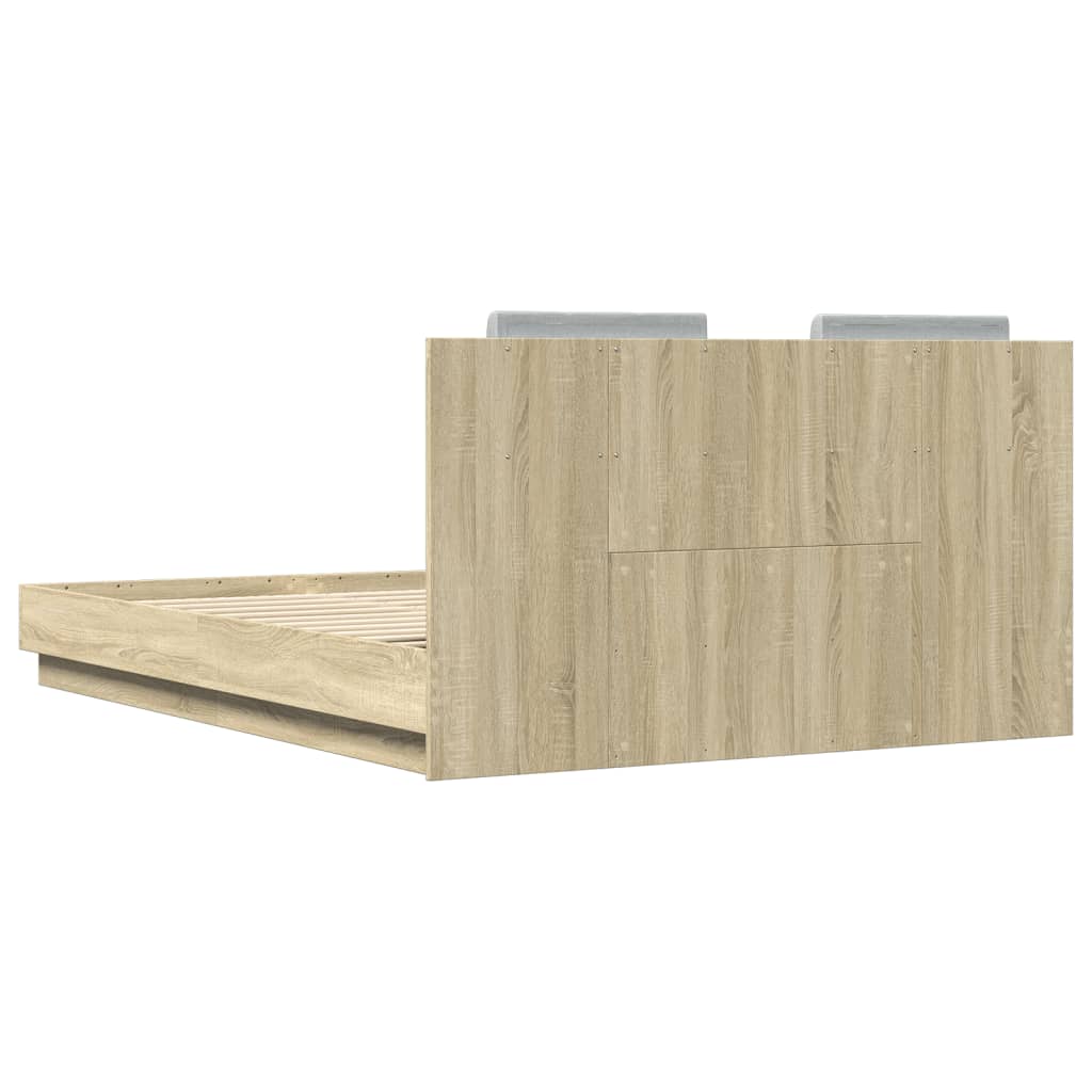 sengeramme med sengegavl 120x200 cm konstrueret træ sonoma-eg