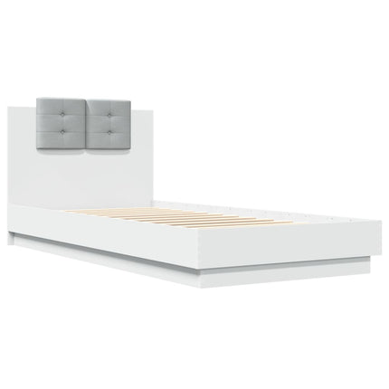 sengeramme med sengegavl 100x200 cm konstrueret træ hvid