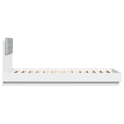 sengeramme med sengegavl 100x200 cm konstrueret træ hvid