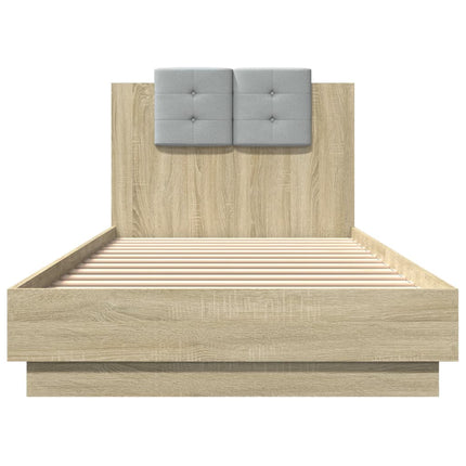 sengeramme med sengegavl 100x200 cm konstrueret træ sonoma-eg