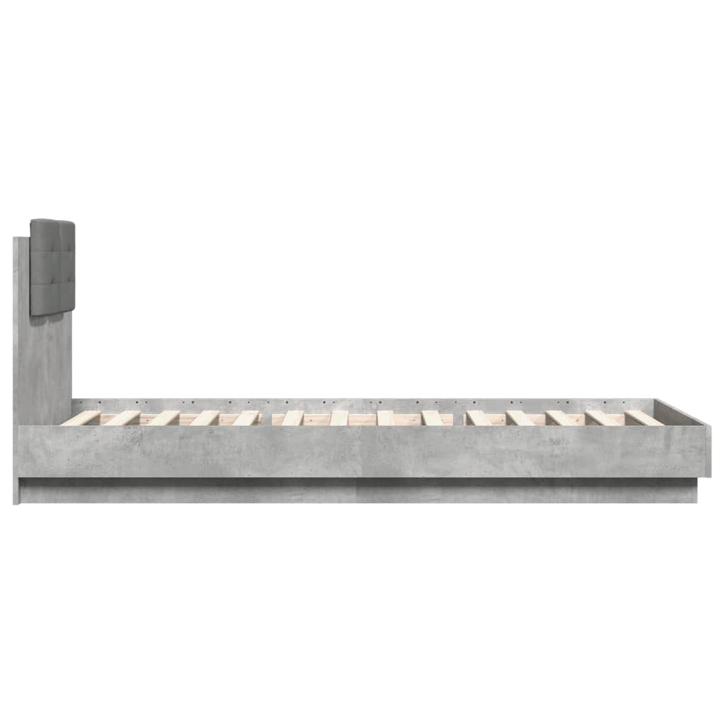 sengeramme med sengegavl 100x200 cm konstrueret træ betongrå