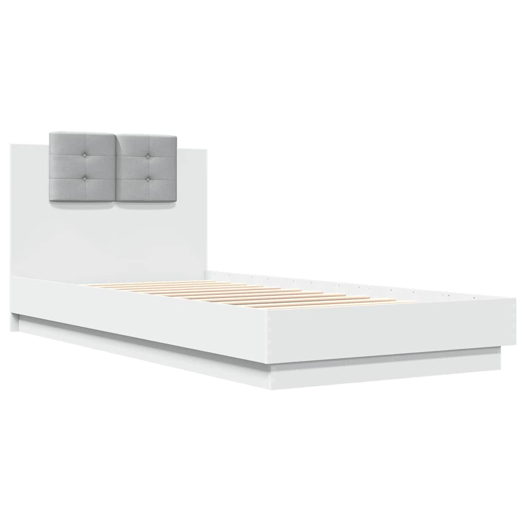 sengeramme med sengegavl 90x200 cm konstrueret træ hvid
