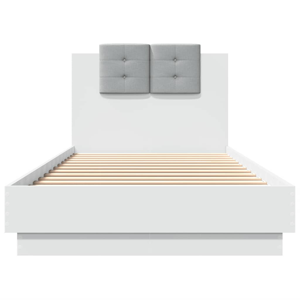 sengeramme med sengegavl 90x200 cm konstrueret træ hvid