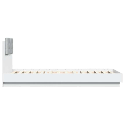 sengeramme med sengegavl 90x200 cm konstrueret træ hvid