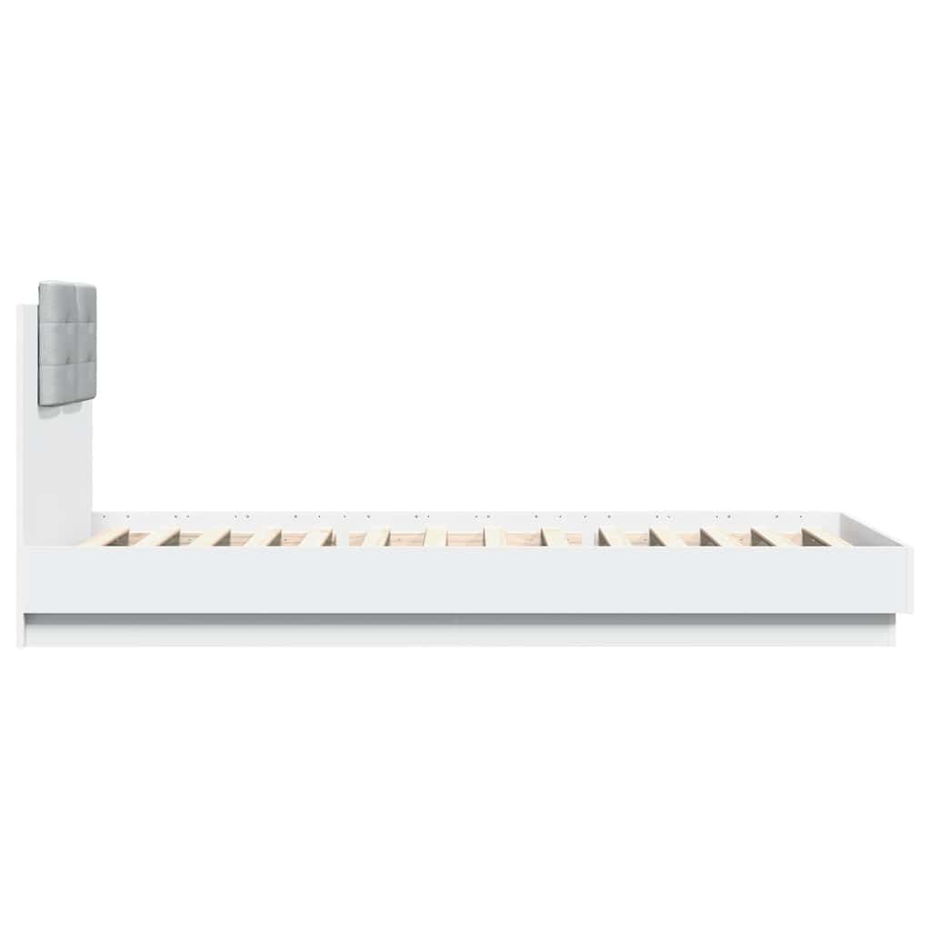 sengeramme med sengegavl 90x200 cm konstrueret træ hvid