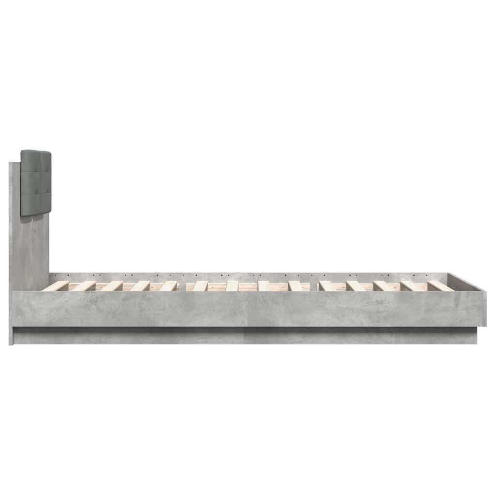 sengeramme med sengegavl 90x200 cm konstrueret træ betongrå