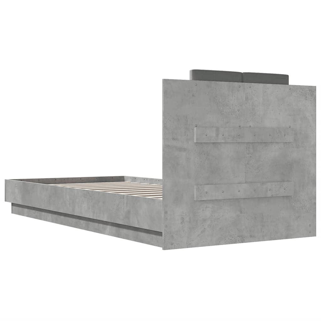sengeramme med sengegavl 90x200 cm konstrueret træ betongrå