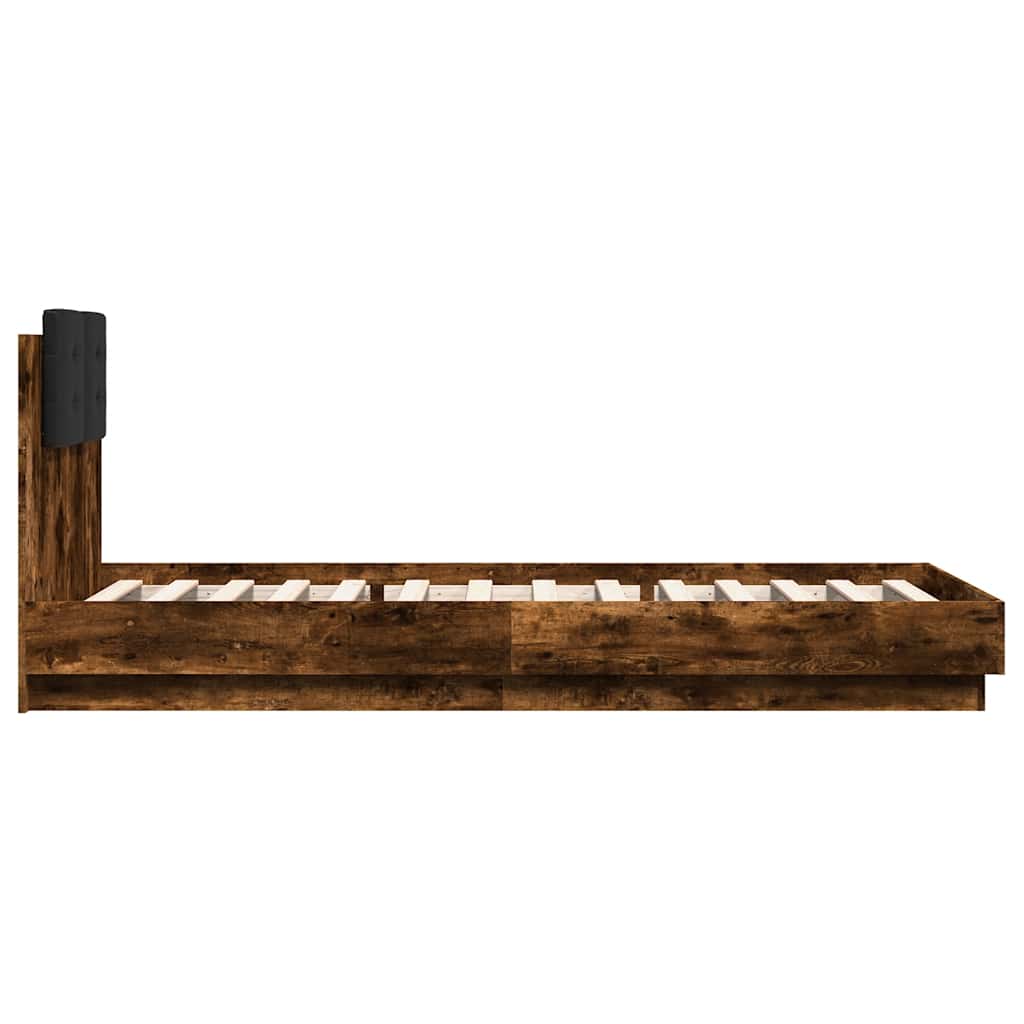 sengeramme med sengegavl 90x200 cm konstrueret træ røget eg