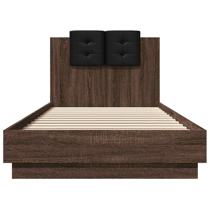 sengeramme med sengegavl 90x200 cm konstrueret træ brunt eg