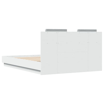 sengeramme med sengegavl 135x190 cm konstrueret træ hvid