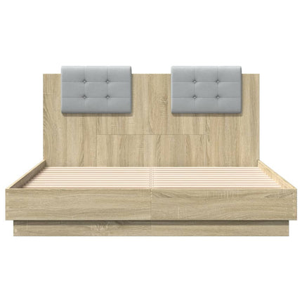 sengeramme med sengegavl 135x190 cm konstrueret træ sonoma-eg
