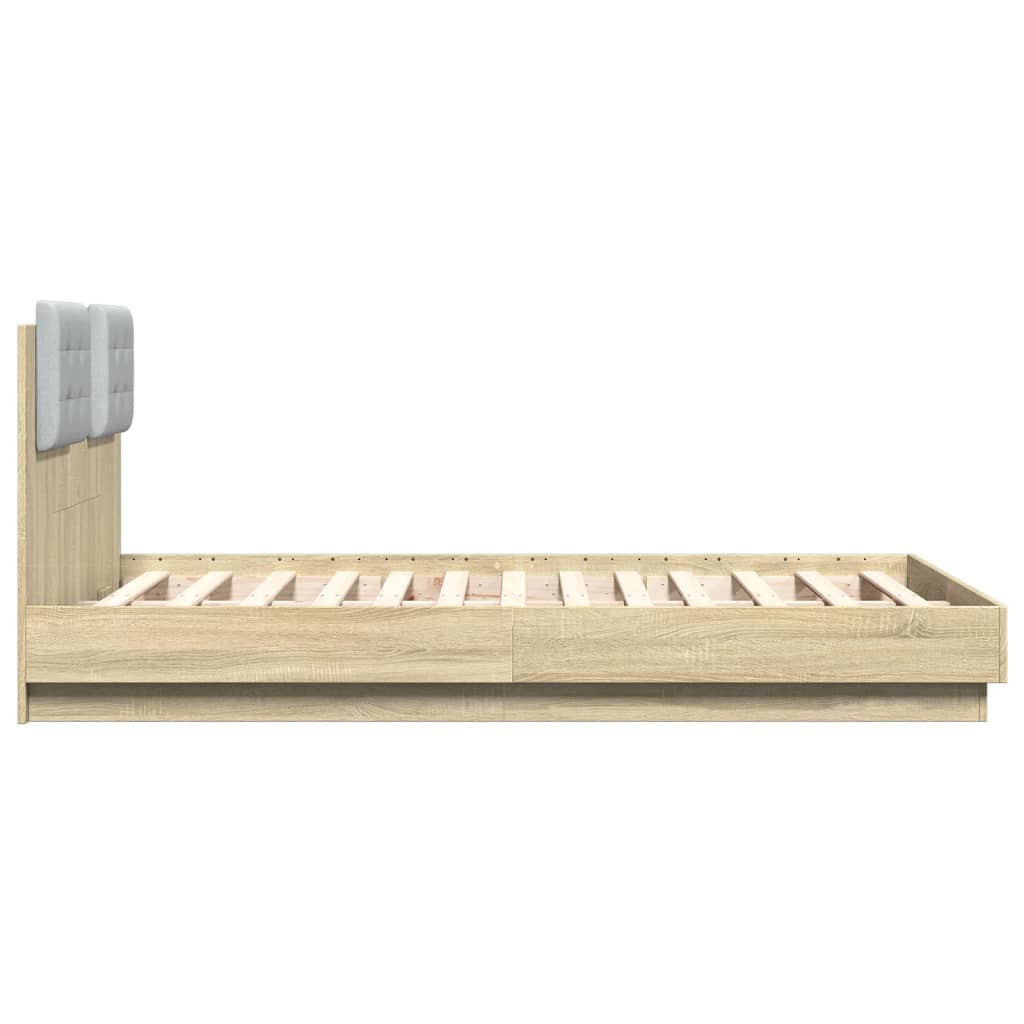 sengeramme med sengegavl 135x190 cm konstrueret træ sonoma-eg