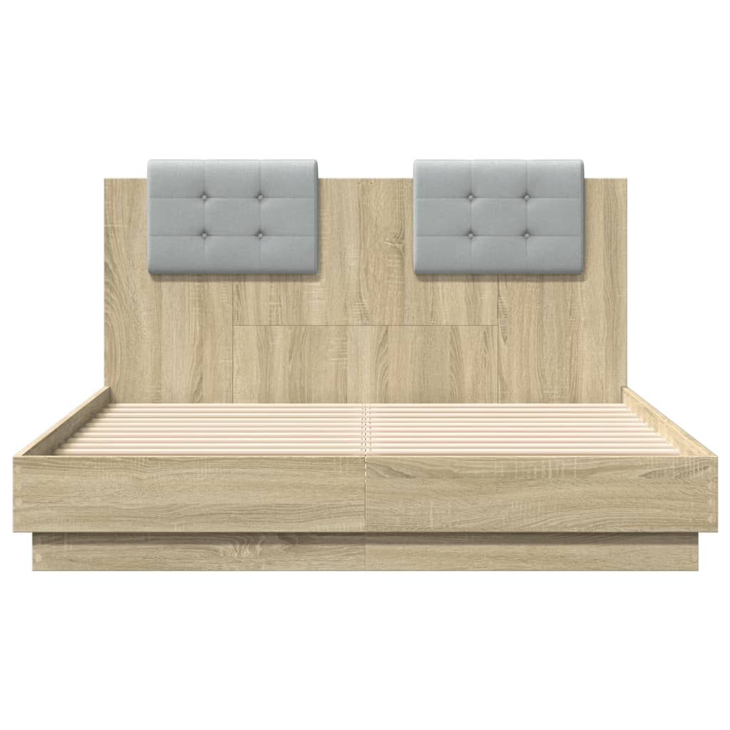 sengeramme med sengegavl 120x190 cm konstrueret træ sonoma-eg