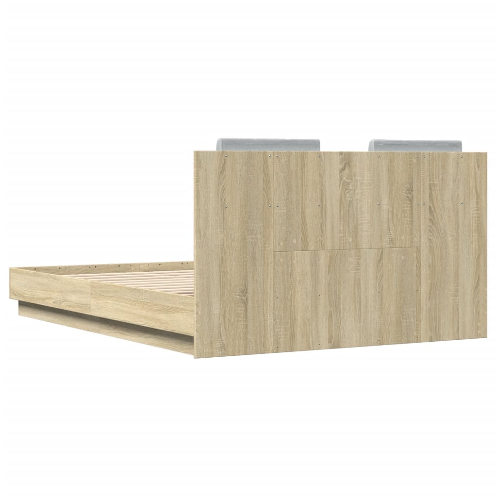 sengeramme med sengegavl 120x190 cm konstrueret træ sonoma-eg