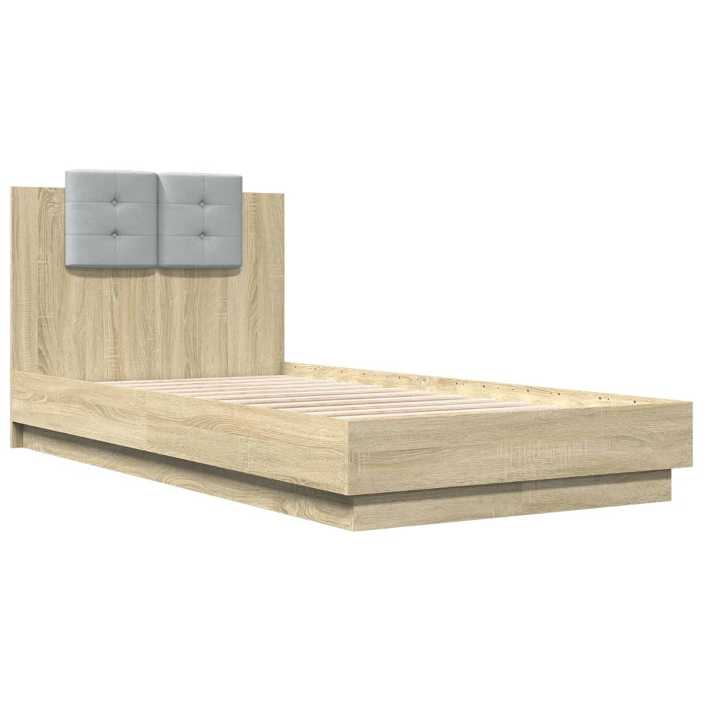 sengeramme med sengegavl 90x190 cm konstrueret træ sonoma-eg