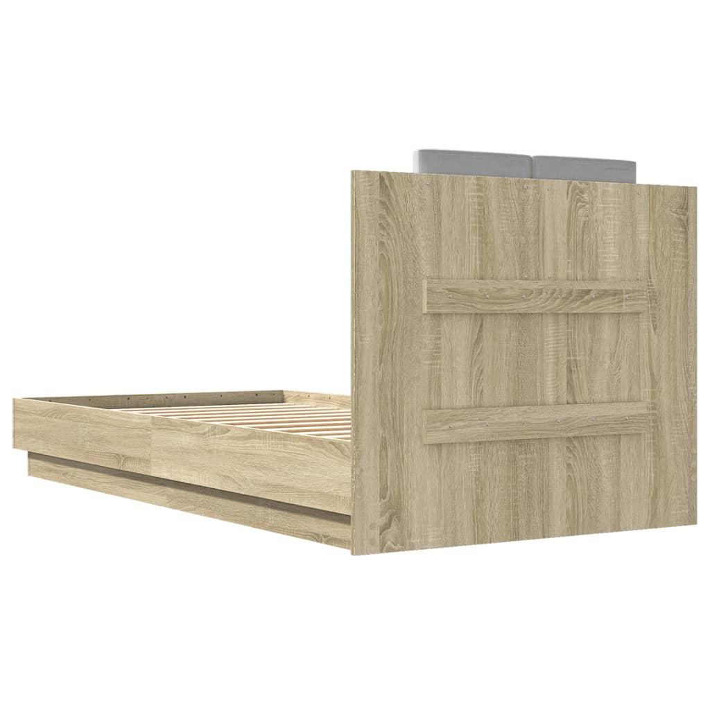sengeramme med sengegavl 90x190 cm konstrueret træ sonoma-eg
