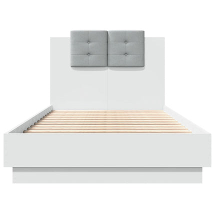 sengeramme med sengegavl 75x190 cm konstrueret træ hvid