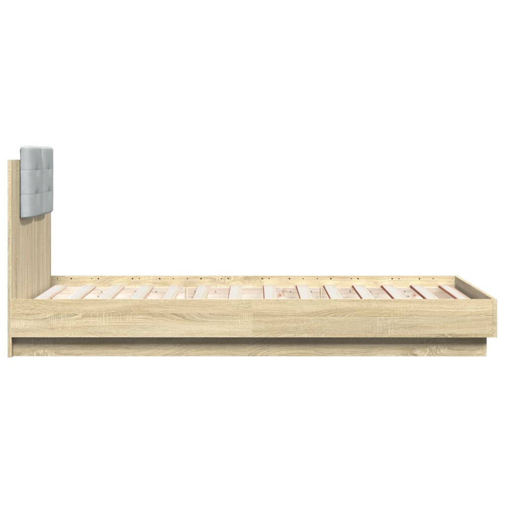 sengeramme med sengegavl 75x190 cm konstrueret træ sonoma-eg